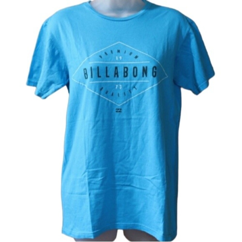 Billabong Blue Short Sleeve Logo Spellout Tshirt T-shirt Organic Cotton Small